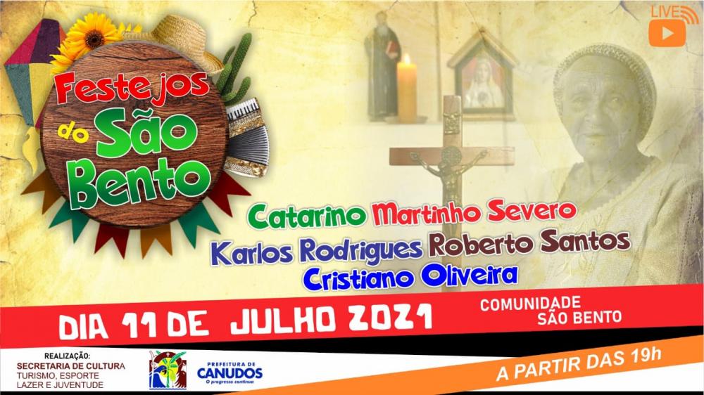 Festejos de São Bento de Canudos será virtual, neste domingo
