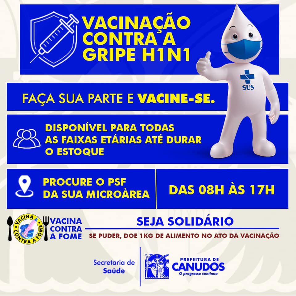 A Prefeitura Municipal de Canudos por meio da secretaria de saúde, inicia campanha da vacina contra a fome