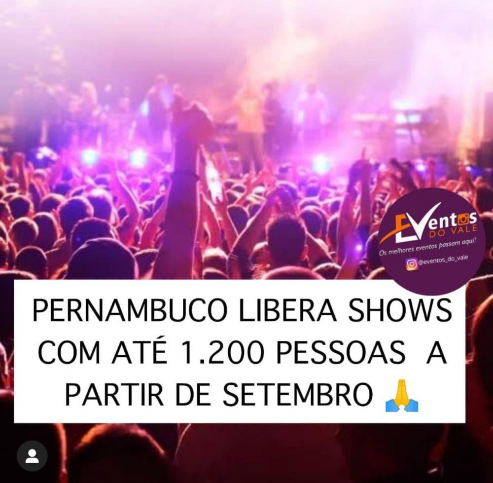 O governo de Pernambuco anunciou nesta quarta-feira (25) que vai liberar, a partir de setembro, a realização de eventos com até 1,2 mil pessoas