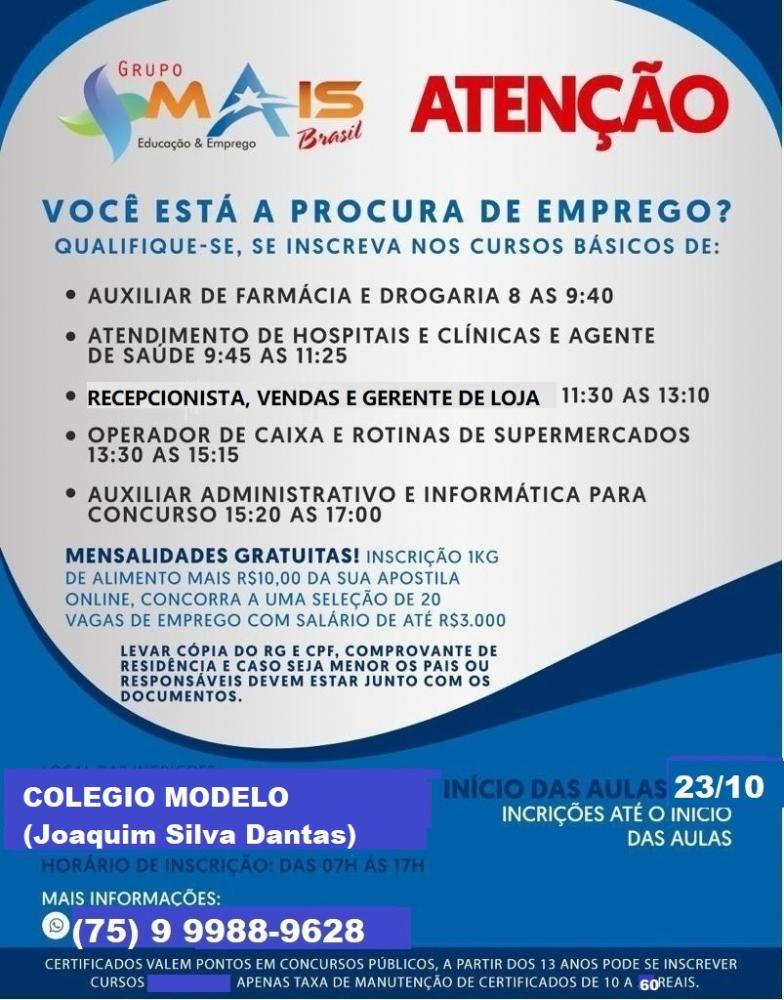 Mais Brasil abre vagas em cursos de qualificação em Euclides da Cunha