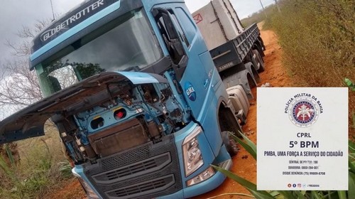 Polícia Militar recupera veículo roubado, em Euclides da Cunha-BA. Criminosos fugiram com os pneus da Carreta!