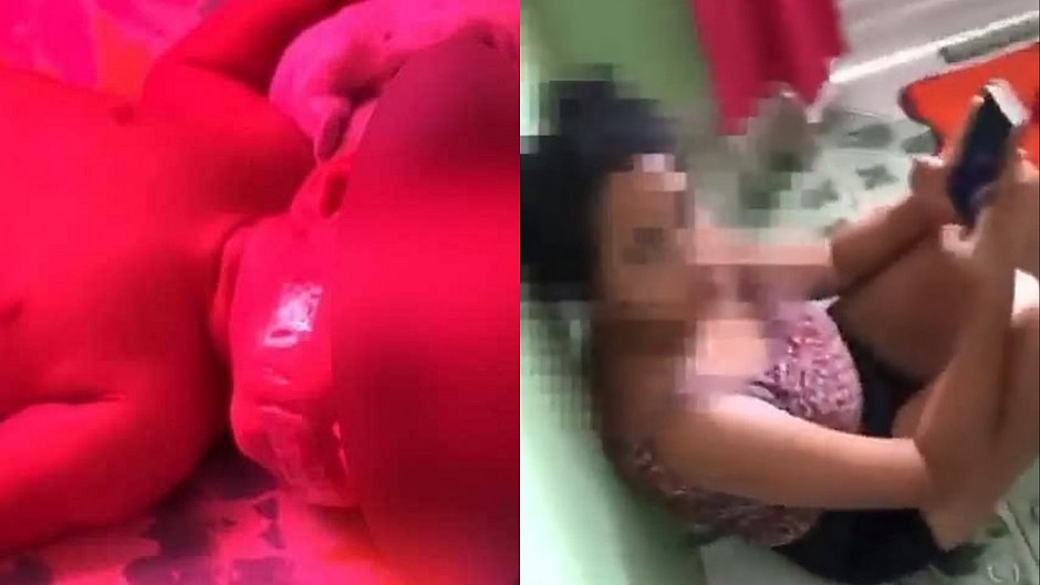 Mãe tapa boca da filha de seis meses com fita adesiva para mexer no celular; veja vídeo