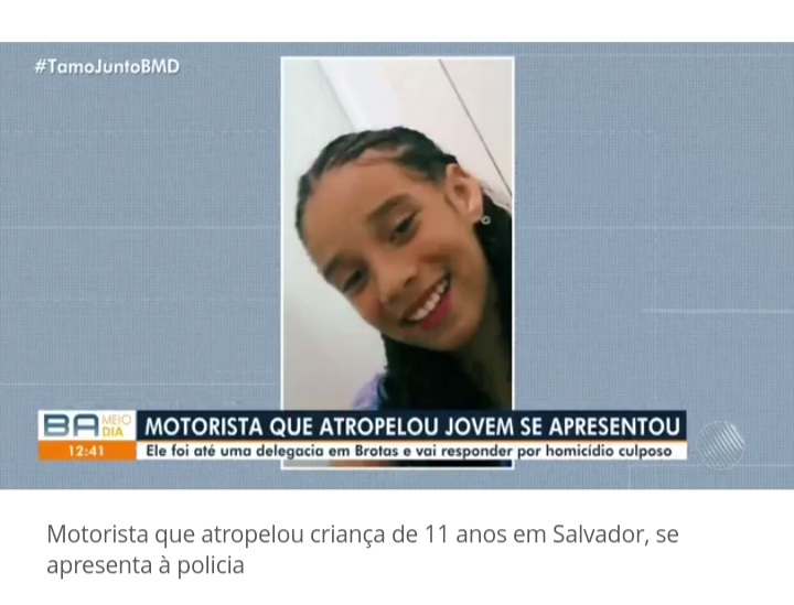 Motorista suspeito de atropelar e matar criança de 11 anos se apresenta à polícia em Salvador