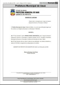 Uauá: Novos secretários e assessores de governo são nomeados