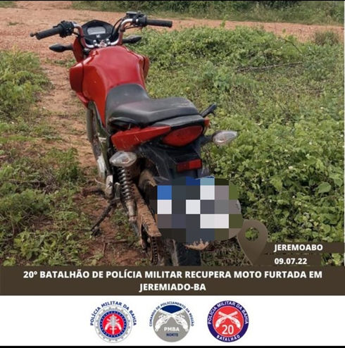 Polícia Militar recupera moto furtada em Jeremoabo-BA