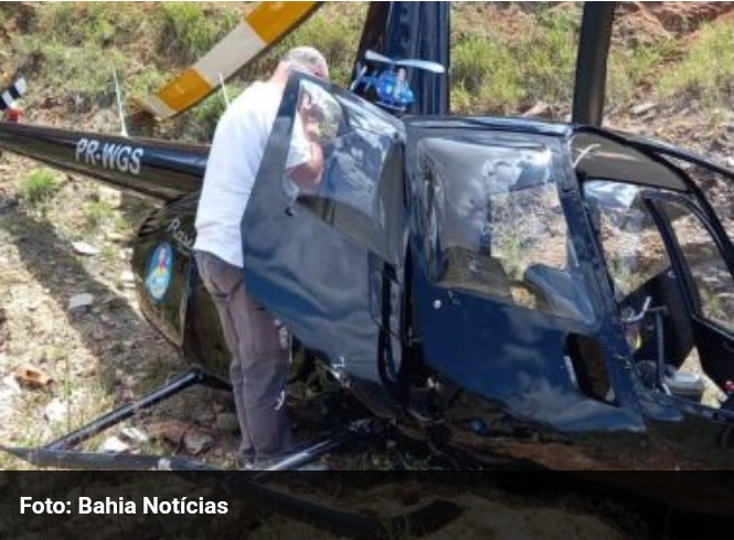 Helicóptero cai com João Bacelar e Marcinho Oliveira no interior da Bahia