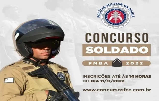 Policia Militar da Bahia promove concurso para Soldado, com 2.000 vagas