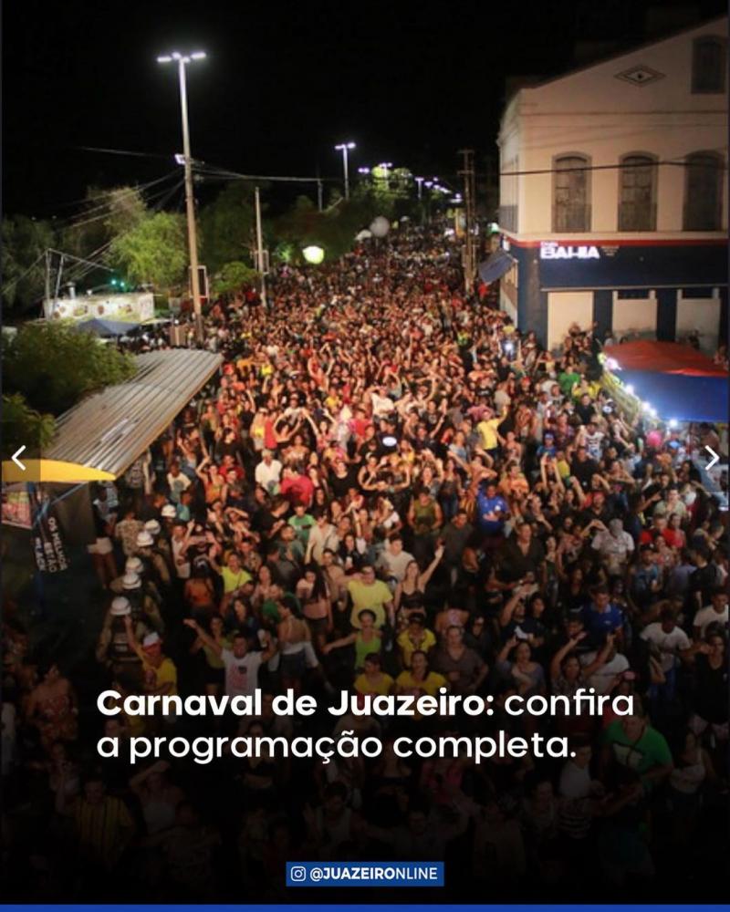 Prefeitura divulga a programação completa do Carnaval de Juazeiro.
