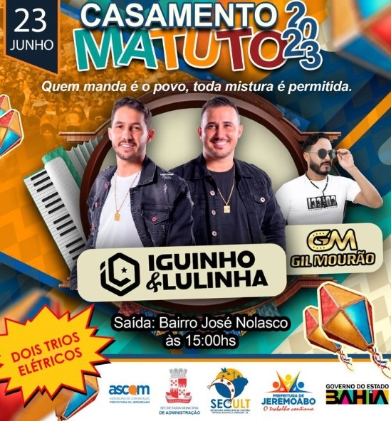 Jeremoabo-BA: Prefeitura confirma Iguinho e Lulinha e Gil Mourão no Casamento Matuto 2023